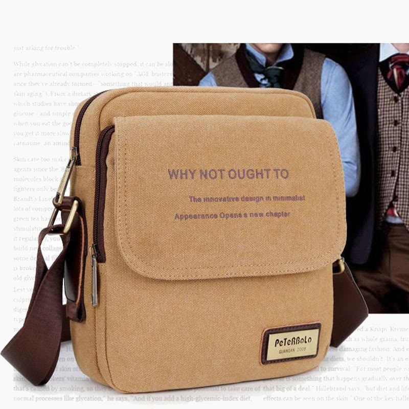 Verdickte Canvas-Tasche für Herren, bedeutende Umhängetasche mit dickem Riemen