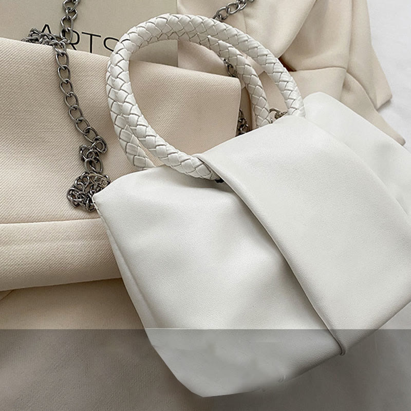 Umhängetasche für Damen, faltenförmig, Mini-Handtasche in Volltonfarbe