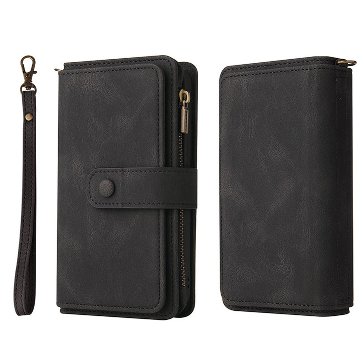 2-in-1-Geldbörsenhülle Handyhülle für Samsung Z Fold 3 4 Armband Reißverschluss Kartenhalter