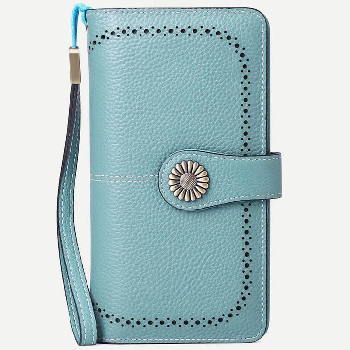 Damen RFID-blockierende Ledergeldbörse mit mehreren Steckplätzen, Kreditkartenetui, Clutch