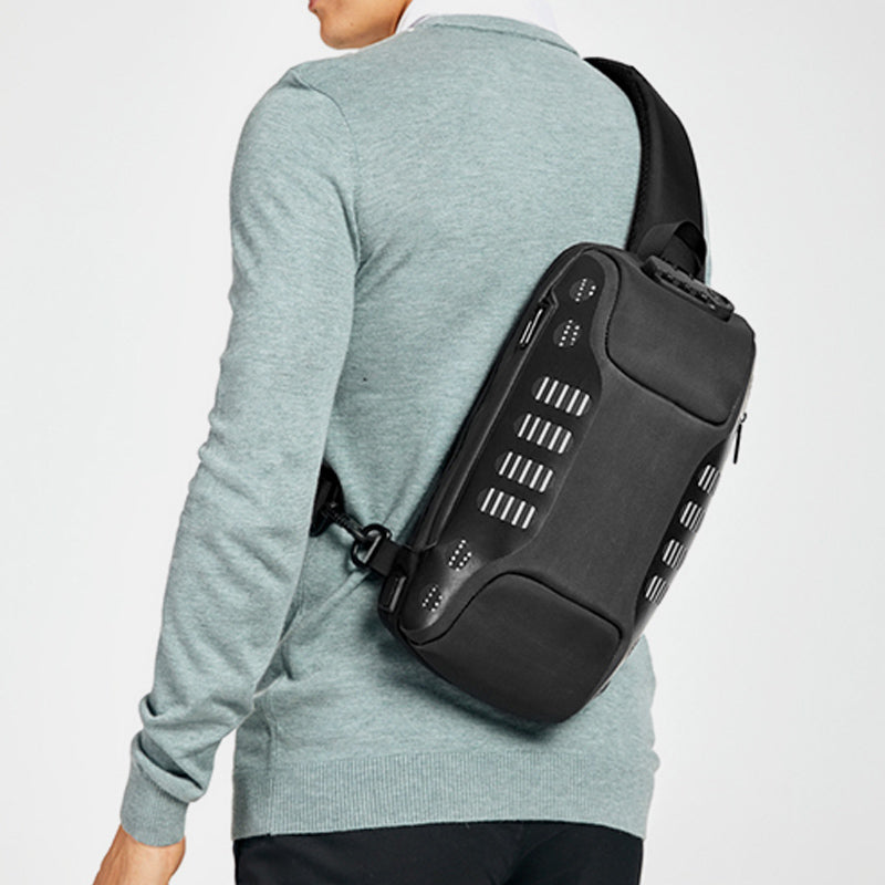 Multifunktionale, wasserdichte, diebstahlsichere Schultertasche mit USB-Ladeanschluss