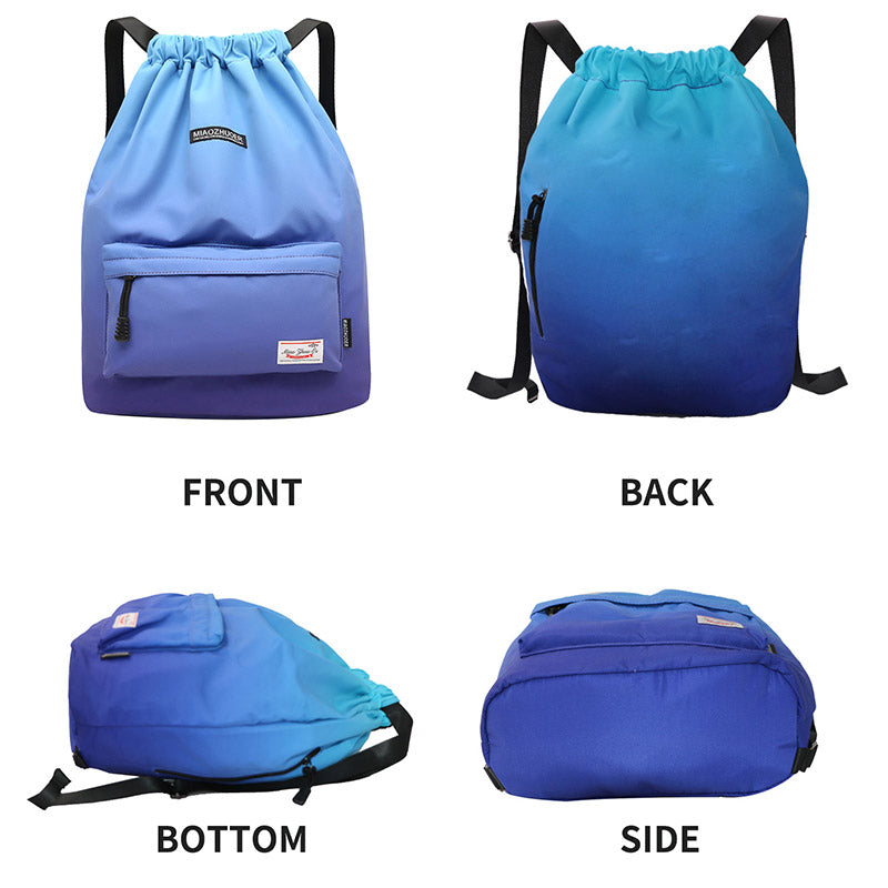 Wasserdichter Nylon-Rucksack mit großer Kapazität und Kordelzug für Sport, Schwimmen, Yoga
