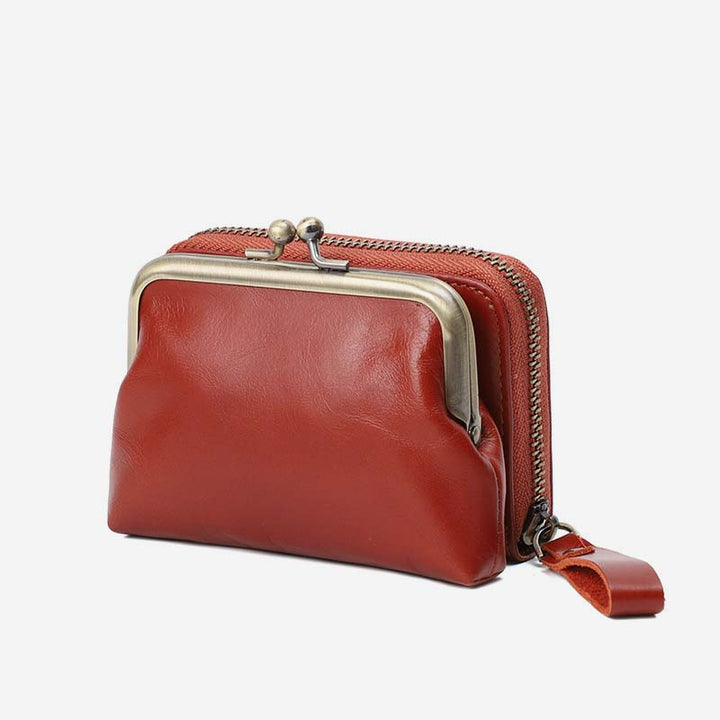 Retro-Kartenetui, Münzgeldbörse, Geldbörse, Mini-Handtasche mit Reißverschluss für Damen - Rot - image 19