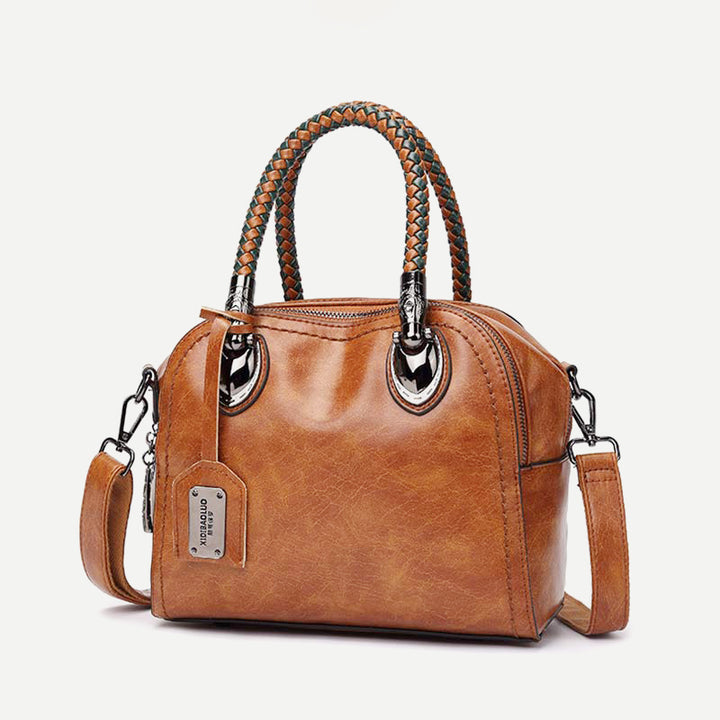 Vintage Leder Satchel Handtasche Top-Griff Tasche mit Cross Body Strap