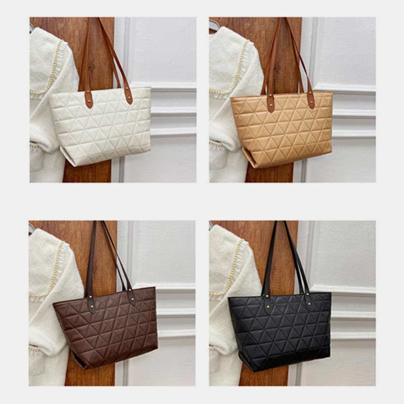 Große Kapazität Tragetaschen Gesteppte Leder Schultertasche Damen Handtasche