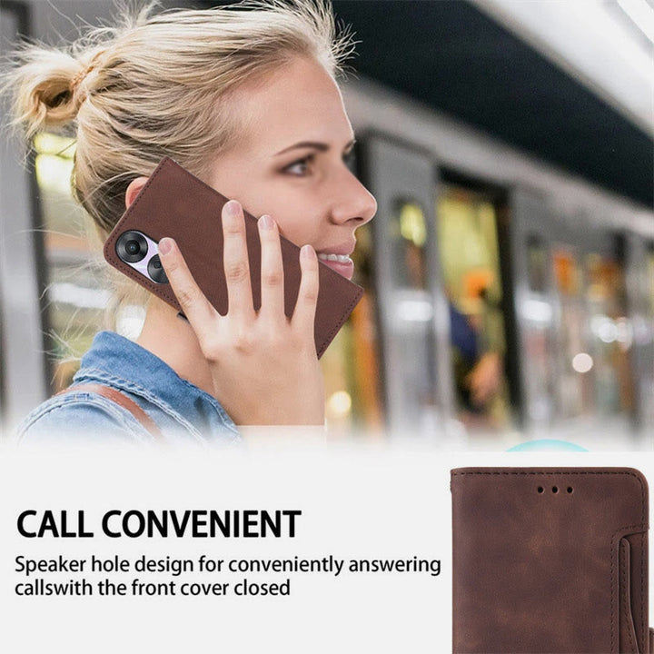 Huawei Mate 60 Clamshell-Telefonhülle aus Leder mit mehreren Kartenfächern