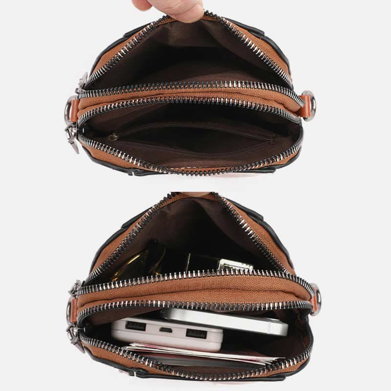 Weiche Leder-Telefontasche für Damen Crossbody Mini Bag