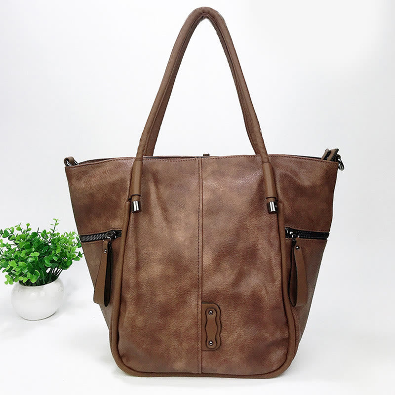 Tragetasche für Damen, Vintage, große Kapazität, Handtasche aus PU-Leder