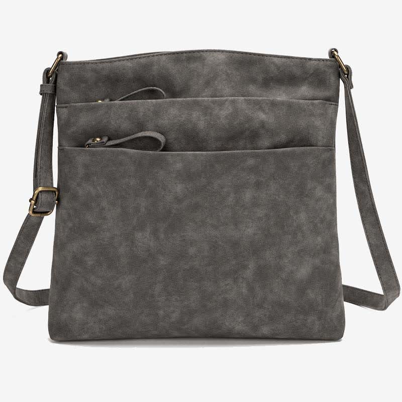 Umhängetaschen für Damen, mittlere Größe, 3 Reißverschlüsse, Schulterhandtasche aus Leder