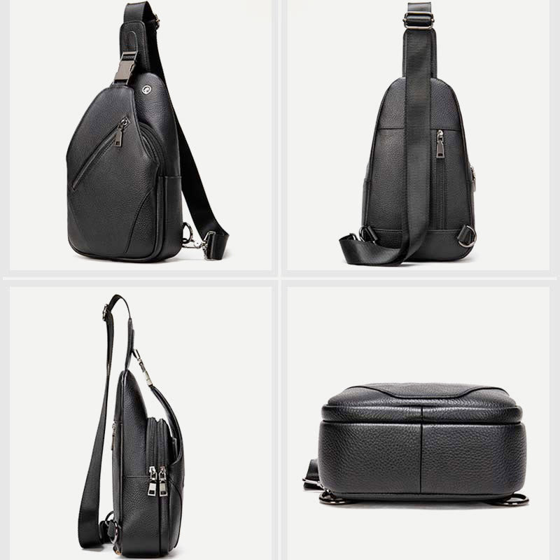 Schultertasche für Herren aus echtem Leder, lässiger Einkaufs-Tagesrucksack