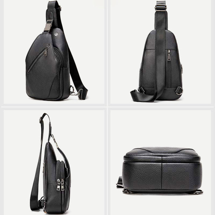 Schultertasche für Herren aus echtem Leder, lässiger Einkaufs-Tagesrucksack