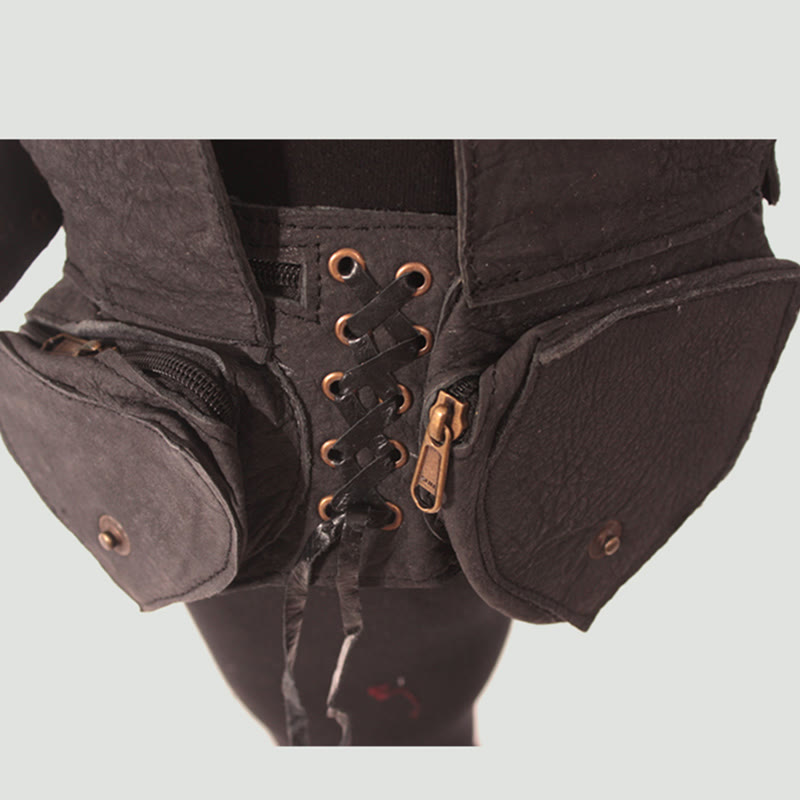 Gürteltasche für Damen, Vintage, mittelalterlich, mit genietetem Gürtel