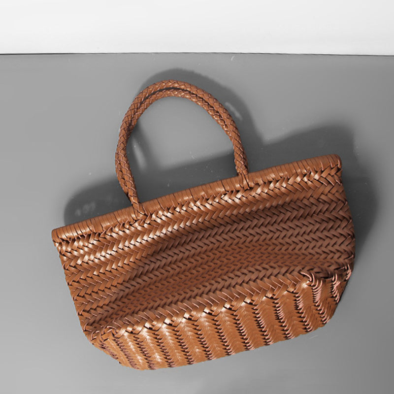 Damen Handtasche aus weichem PU-Leder, gewebt, handgefertigt, Sommer-Umhängetasche