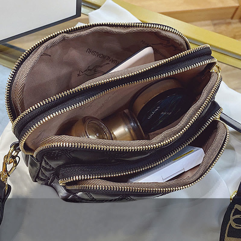 Umhängetasche für Damen, Freizeit, dreilagige Handytasche aus Leder