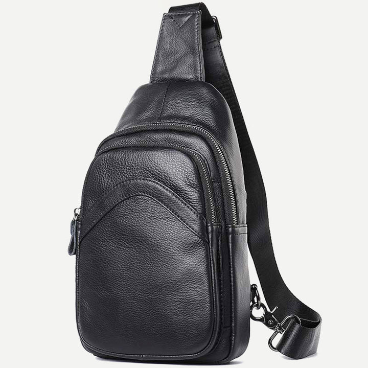 Schultertasche für Herren aus echtem Leder, lässiger Einkaufs-Tagesrucksack