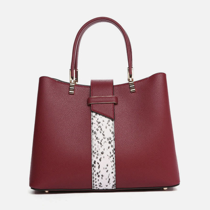 Damen Elegante Handtasche Schlangenhaut Textur Dekor Strapazierfähiges Leder Tote