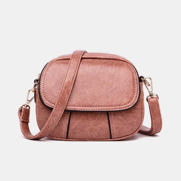 Kleine Umhängetasche aus Leder mit dreifachem Reißverschluss, Schultertasche für Damen
