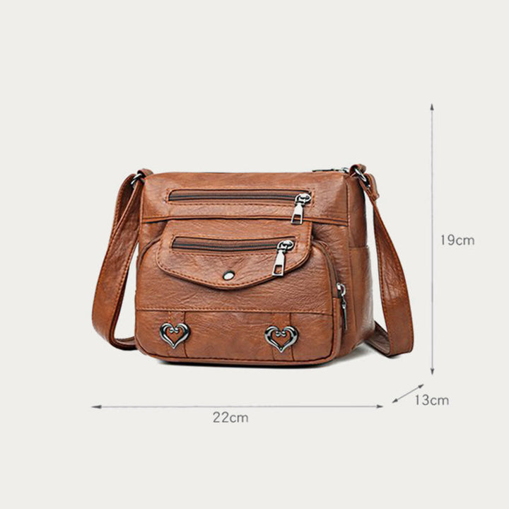 Herz Dekor Umhängetasche Retro Kunstleder Damen Schultertasche