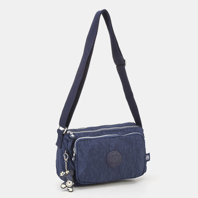 Umhängetasche für Damen, leichte Schultertasche aus Nylon mit Dreifach-Reißverschluss