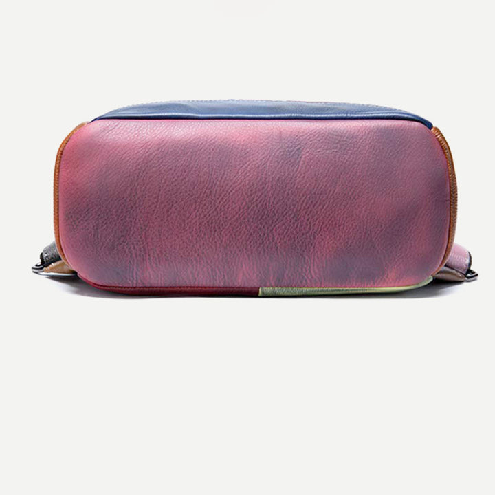 Damen Rucksack Handtasche Cabrio Schultertasche Echtleder Colorblock Casual Daypack