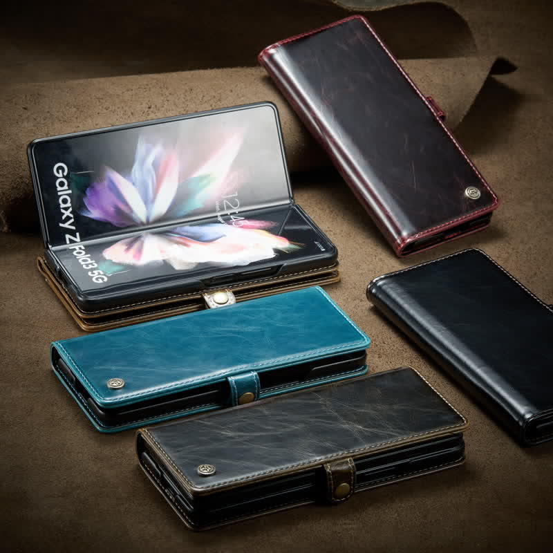 Folio Flip Handyhülle PU Leder Brieftasche für Samsung Galaxy Z Fold 4 /Z Fold 3 / Z Fold 5