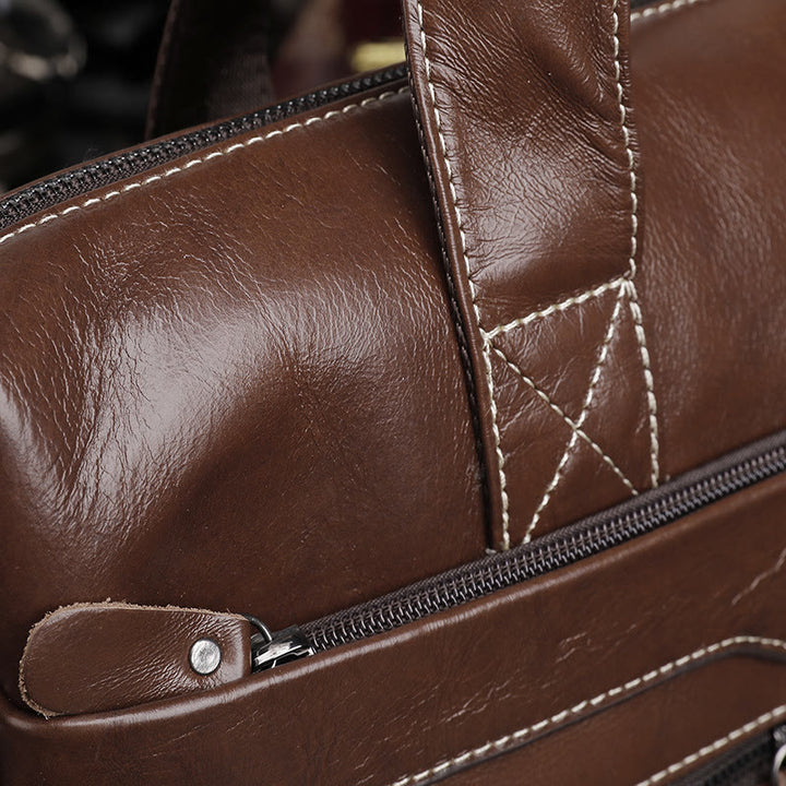 Business Aktentasche Messenger Bag für Herren aus echtem Leder Laptoptasche