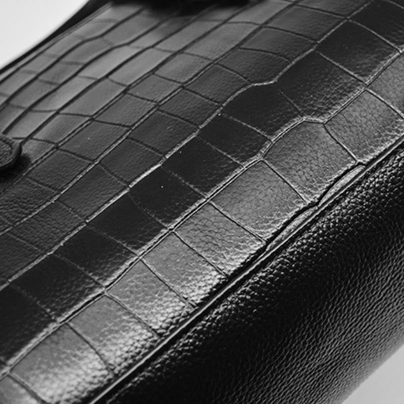 Elegante Handtasche Umhängetasche aus Leder mit Krokodilmuster in reiner Farbe