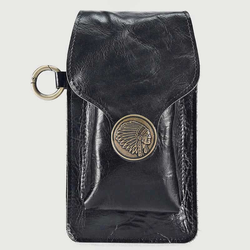 Vintage Leder Flip Handytasche Gürteltasche mit Zigarettenfach
