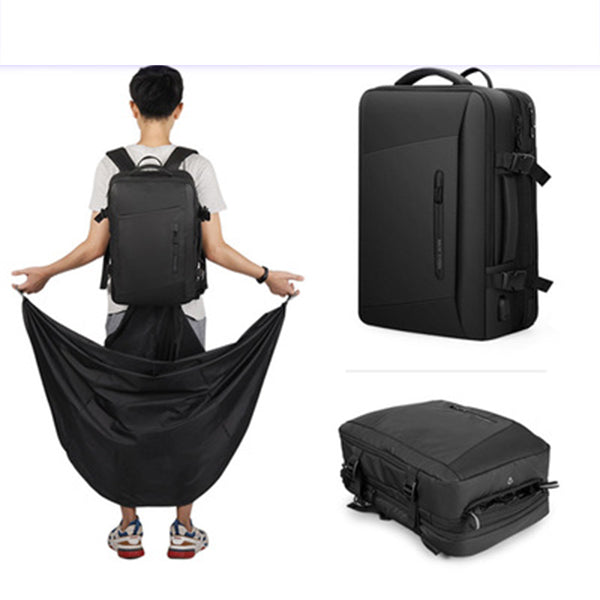 Erweiterbarer, mehrschichtiger, wasserdichter Business-Rucksack mit Uhr