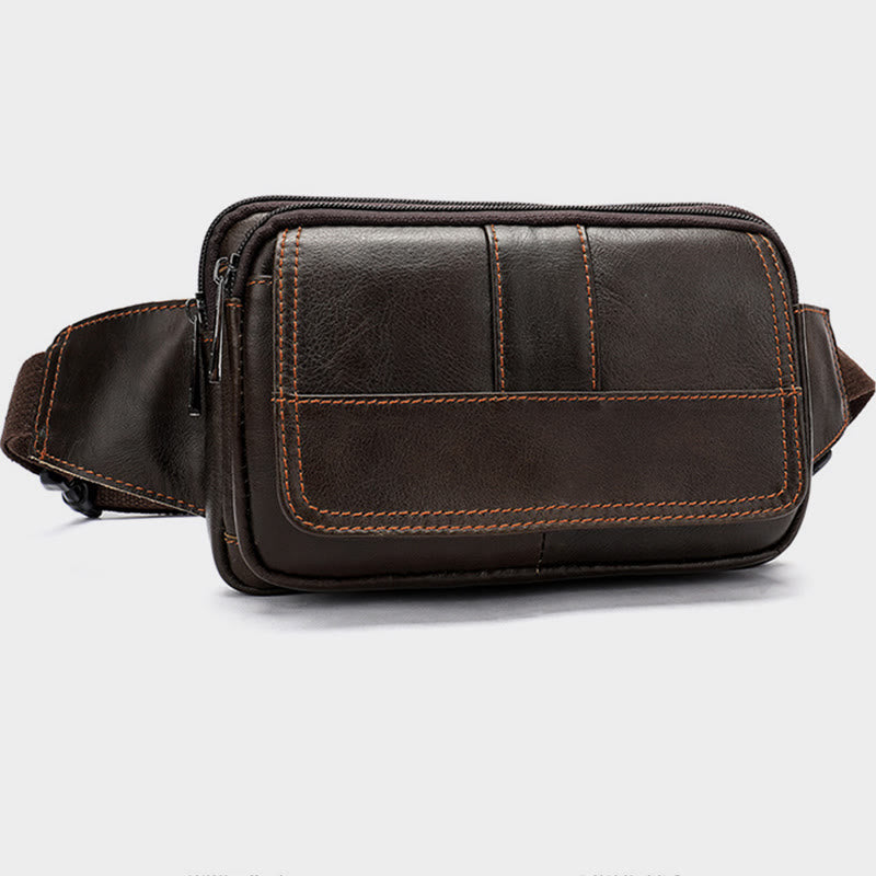 Hüfttasche für Herren, Rindsleder, Outdoor, Laufen, Umhängetasche