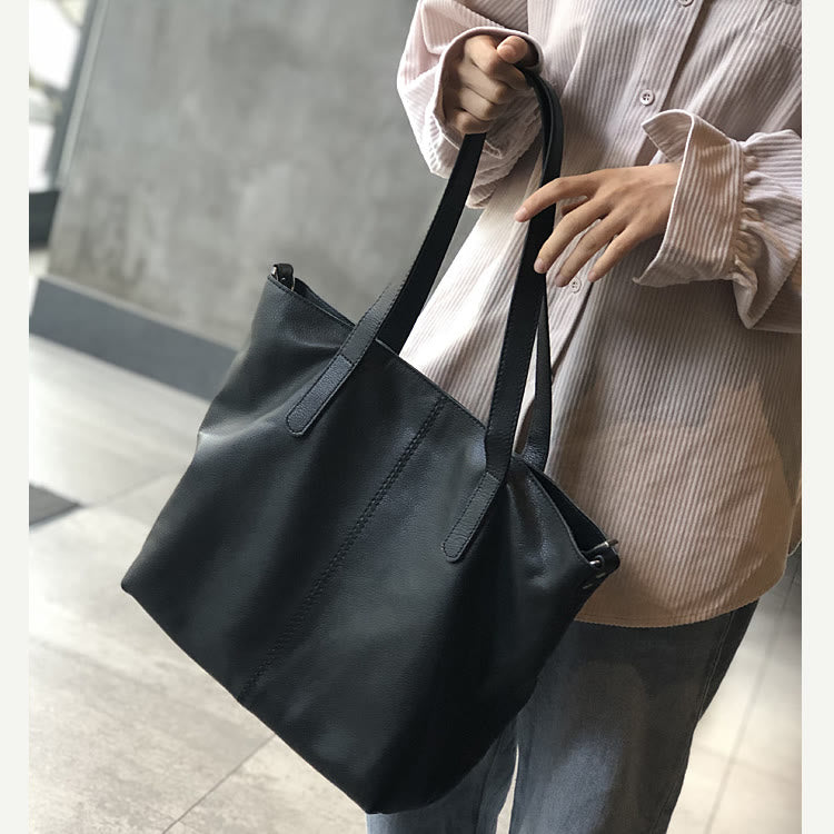 Tragetasche aus echtem Leder für Damen, lässige Schultertasche mit Umhängegurt