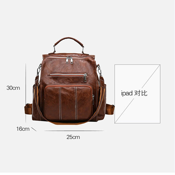 Rucksack für Damen, großes Fassungsvermögen, kleiner Rucksack aus weichem PU-Leder