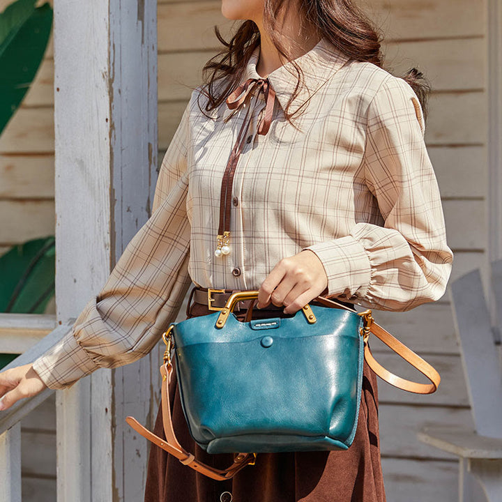Tragetasche für Damen, elegante, Freizeit-Umhängetasche aus weichem Leder