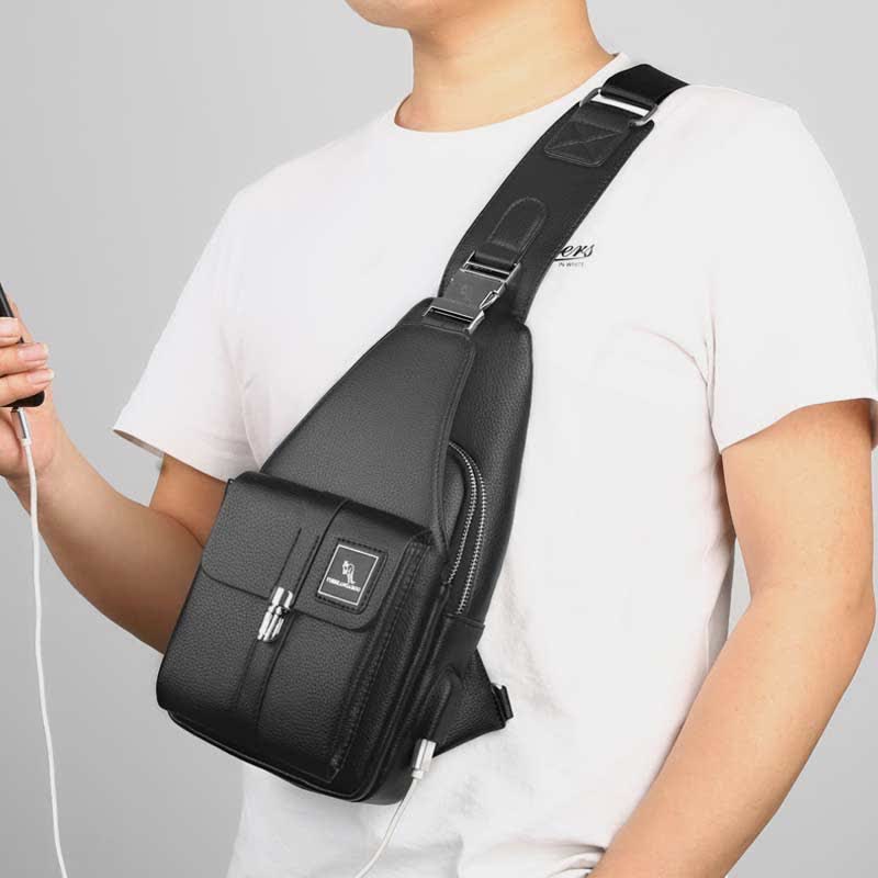 Herren Leder Schultertasche Mehrzweck Casual Bag Brusttasche Umhängetasche