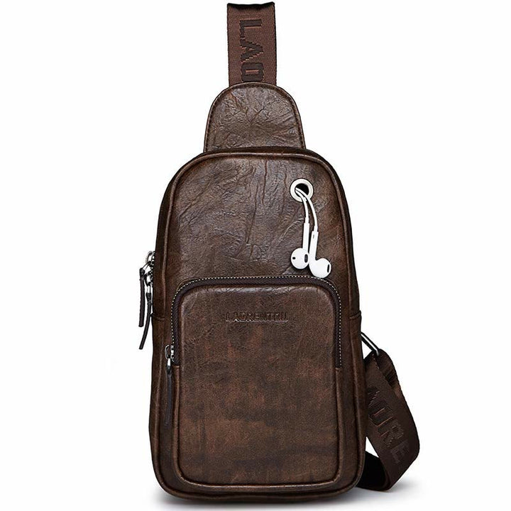Herren Leder Sling Bag Brusttasche Ein-Schulter-Rucksack Umhängetasche