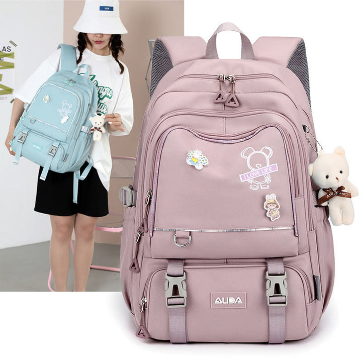 Rucksack für Damen, mehrere Taschen, großes Fassungsvermögen, Polyesterfaser, Schul-Tagesrucksack
