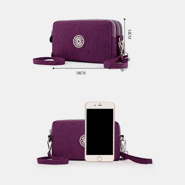 3 Zip Mini Umhängetasche Leichte Handy Brieftasche Lange Armband Geldbörsen