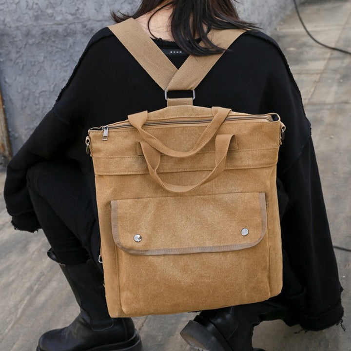 Multifunktionale Canvas-Handtasche mit großem Fassungsvermögen, Rucksack für Damen und Herren, Umhängetasche