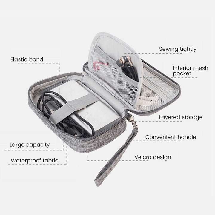 Wasserdichte tragbare Clutch zur Aufbewahrung digitaler Kabel, Reisekabel-Organizer