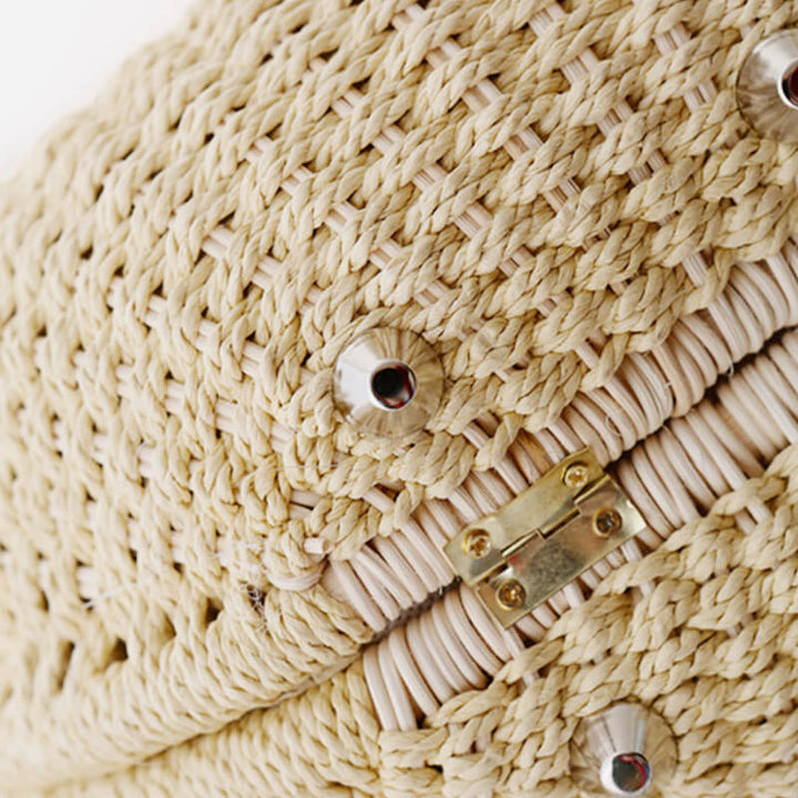 Lässige, runde Rattan-Handtasche