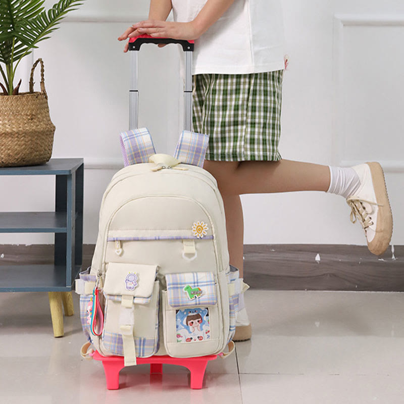 Schulrucksack für Kinder mit süßem Muster und Rollen