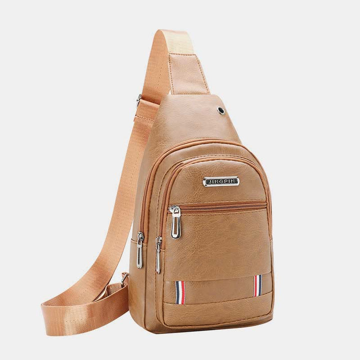 Sling Bag für Herren, wasserdichte Business-Umhängetasche aus braunem Leder