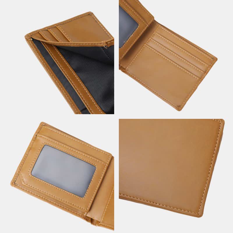 Gravierte Herren-Geldbörse, dreifach faltbar, Leder, Kartenhalter, Geschenke für Sohn und Enkel