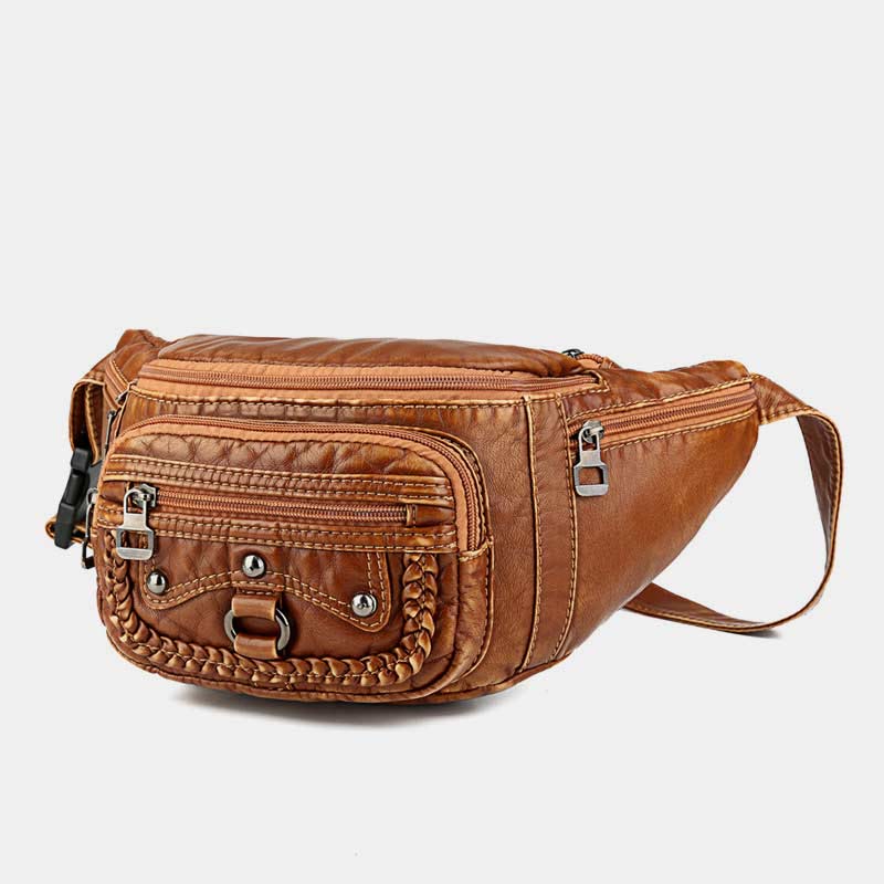 Gürteltasche für Damen, Braun, Tagesrucksack, Umhängetasche mit großem Fassungsvermögen