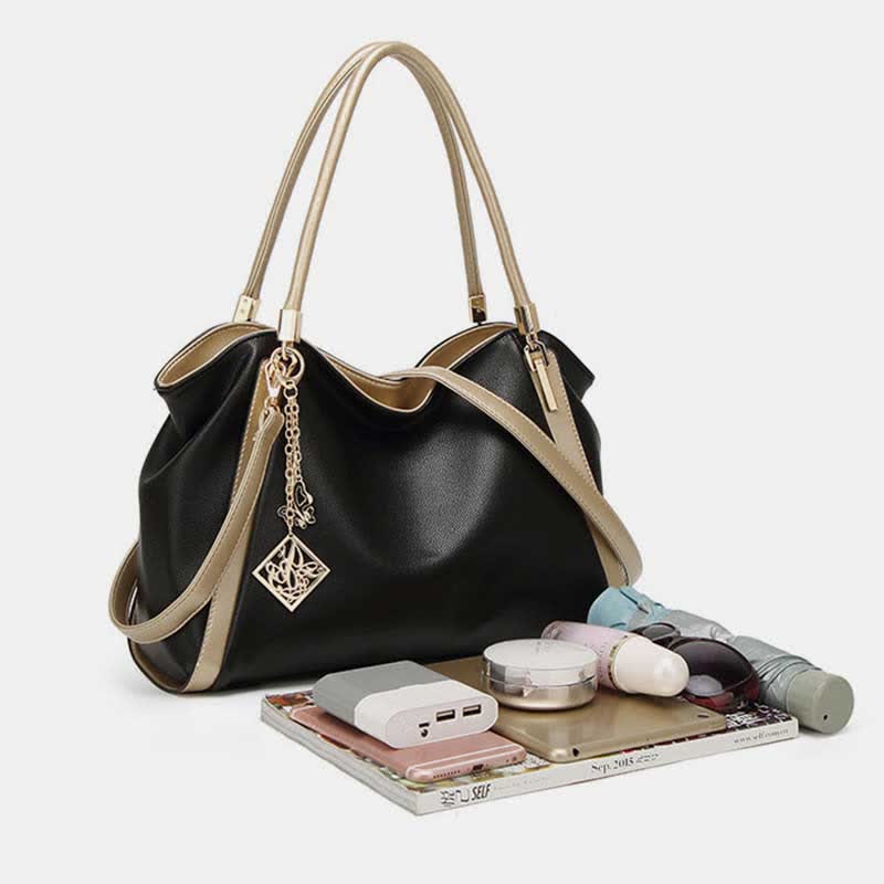 Große Handtasche aus Leder für Damen mit Reißverschluss und Tragegriff oben