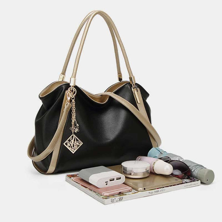 Große Handtasche aus Leder für Damen mit Reißverschluss und Tragegriff oben