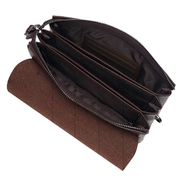 Leder-Clutch für Herren mit drei Fächern, Organizer, Handgelenktasche, Geldbörse