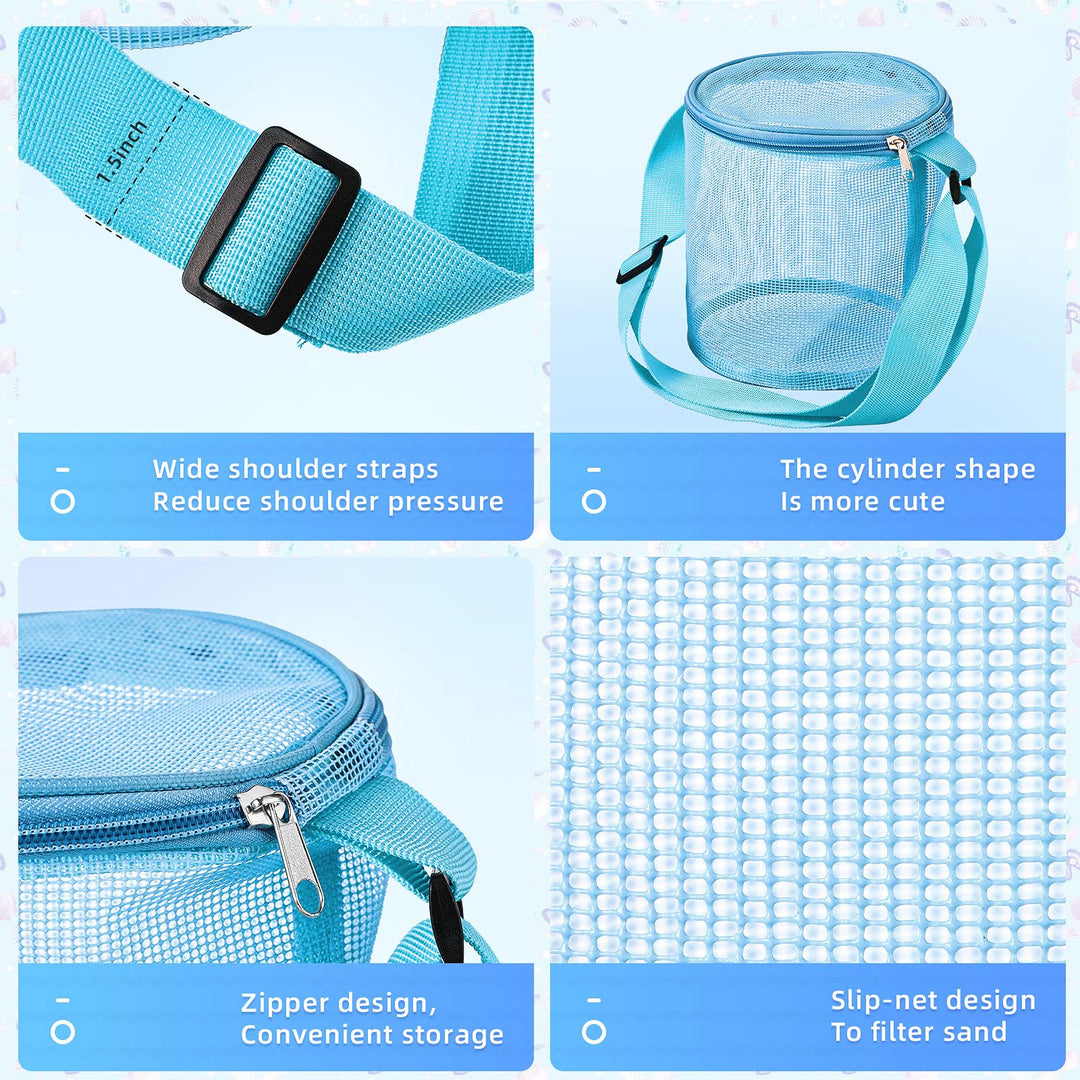 4 Stück Strandtasche für Kinder Sommerferien Muschelsammeltasche