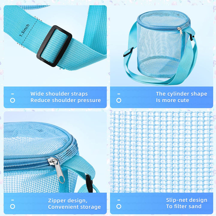 4 Stück Strandtasche für Kinder Sommerferien Muschelsammeltasche