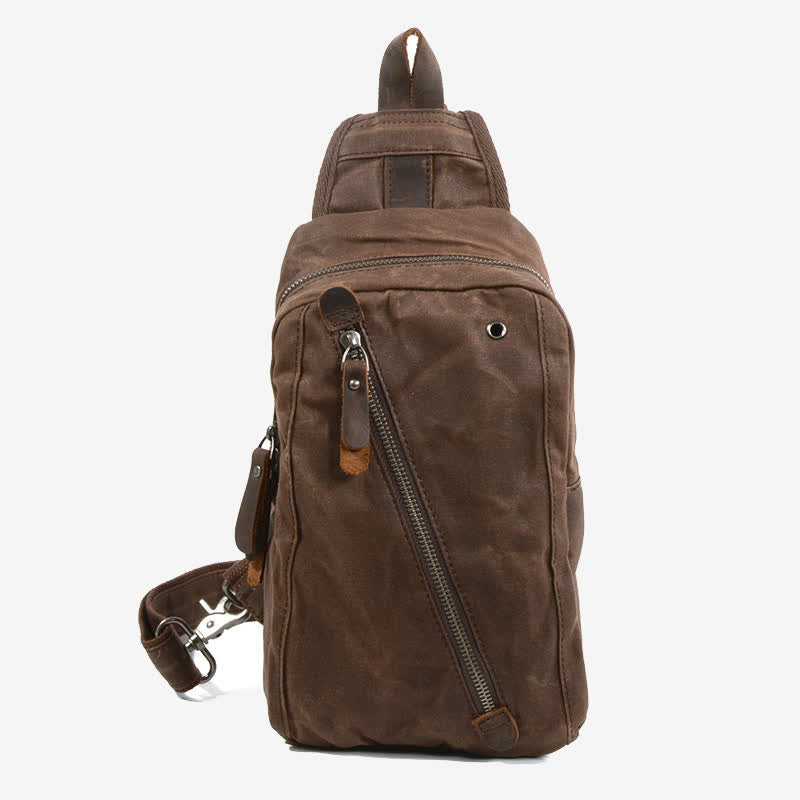 Schultertasche aus Canvas, Brusttasche, Reise-/Wanderrucksack, Umhängetasche, Tagesrucksack